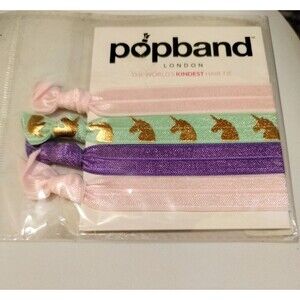 Popband 4 Pack Glitter Hair Accessories Band Pink Unicorn Purple Silver Teal Set